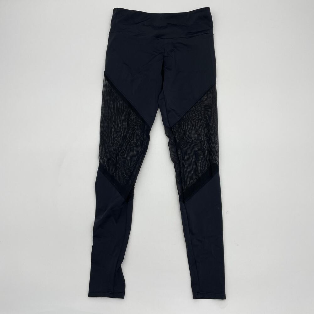 ONZIE Women's Leggings Size XS Black Mid Rise Ankle 7/8 Length Mesh Panel